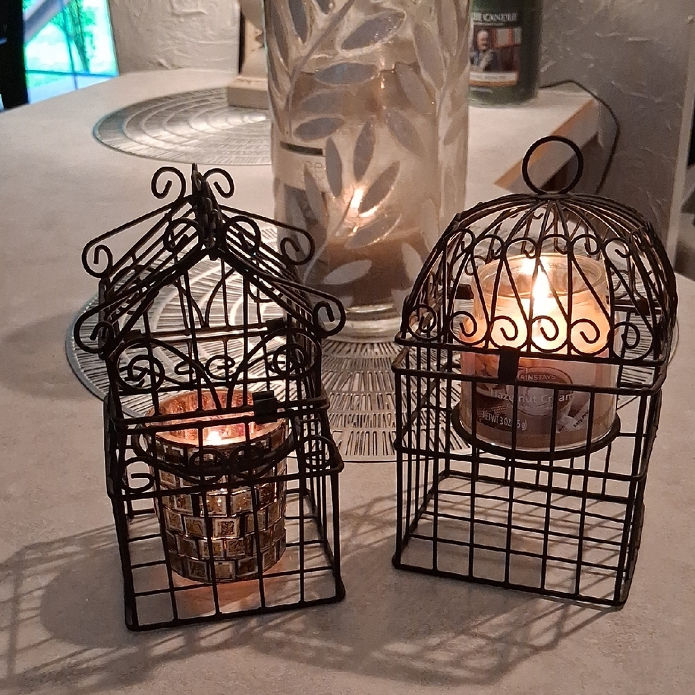 Metal Scroll Work Votive Holder Set